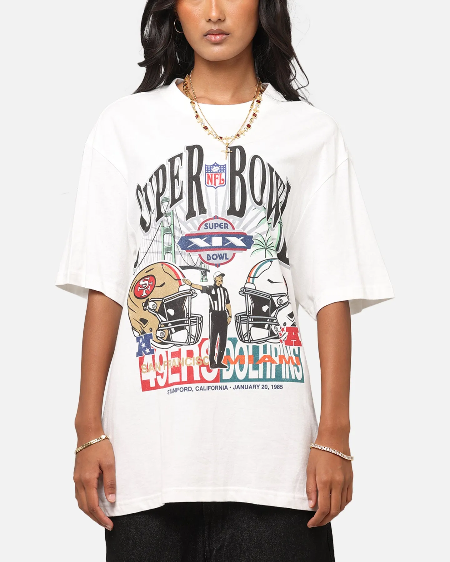 Timeless and Chic Mitchell & Ness Super Bowl XIX Match Up T-Shirt Vintage White