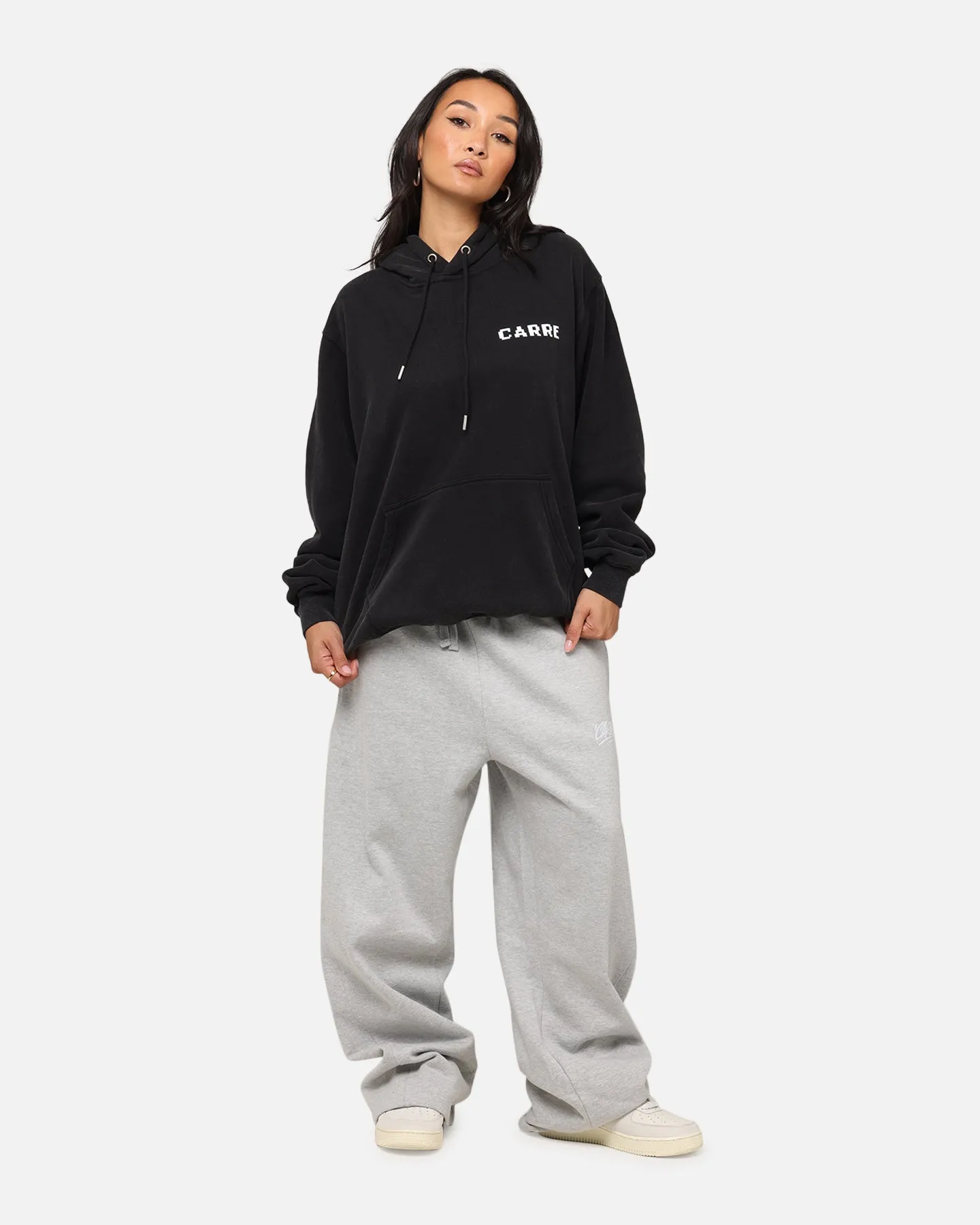 Minimalist Aesthetic Carre Level Up Hoodie Vintage Black