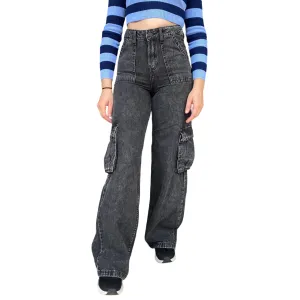 XT-Studio pantalone jeans largo con tasconi da ragazza X124WVC009D419U8-R28 nero slavato Cool Essentials Weekend Wear