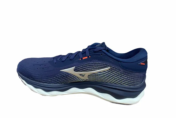 Mizuno scarpa da corsa da uomo Wave Sky 5 J1GC210208 blu-argento-rosso Layered Propulsion Plate