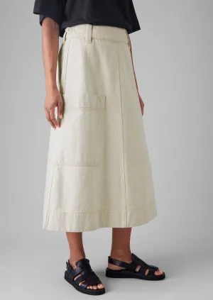 Lightweight Denim Skirt | Ecru