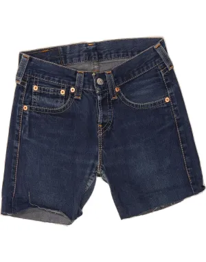 LEVI'S Womens 907 Denim Shorts W29 Medium Navy Blue Cotton Tagless Labeling Ergonomic Panel Design