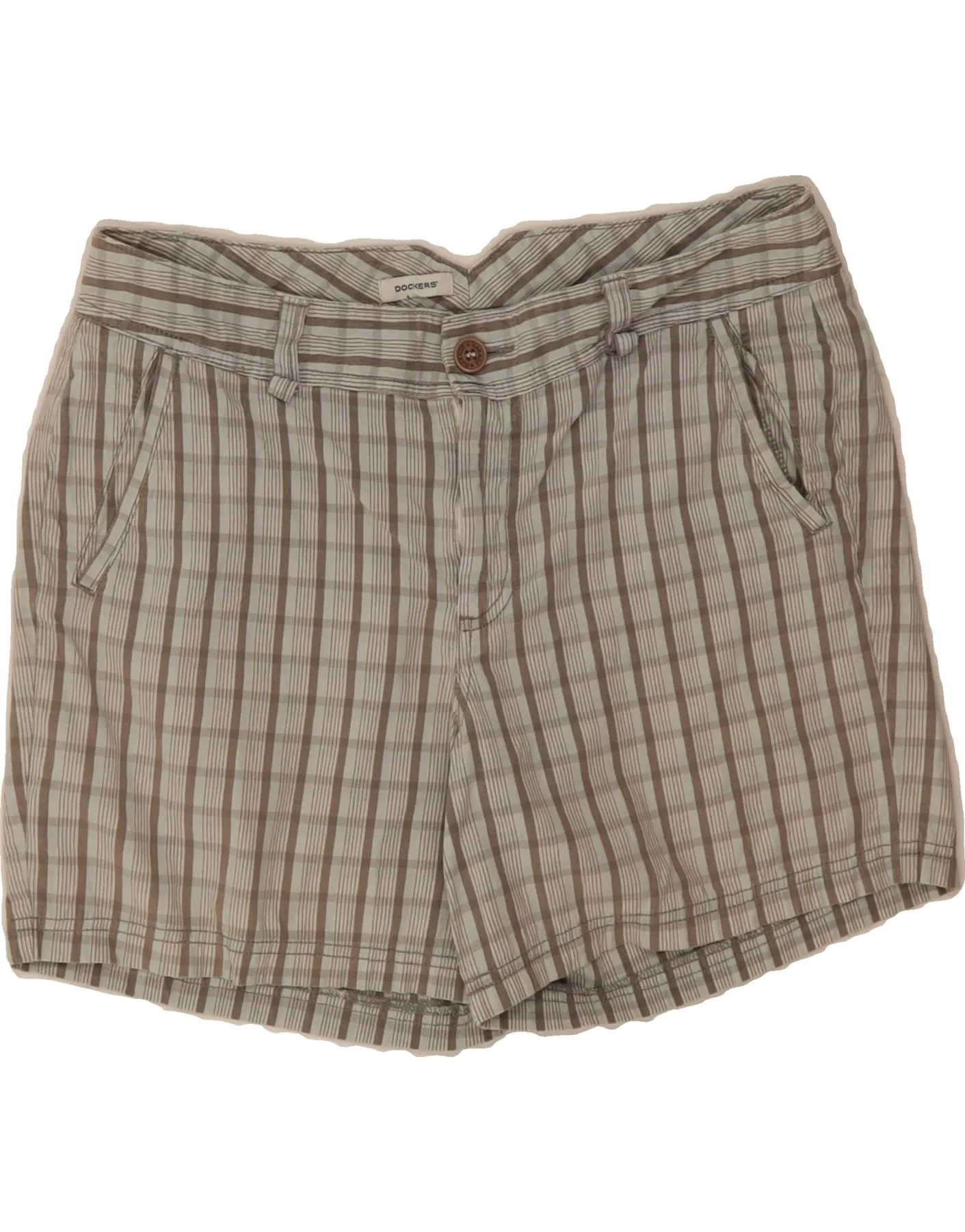 DOCKERS Womens Chino Shorts US 12 Large W34 Grey Check Cotton Weekend Style sequined details