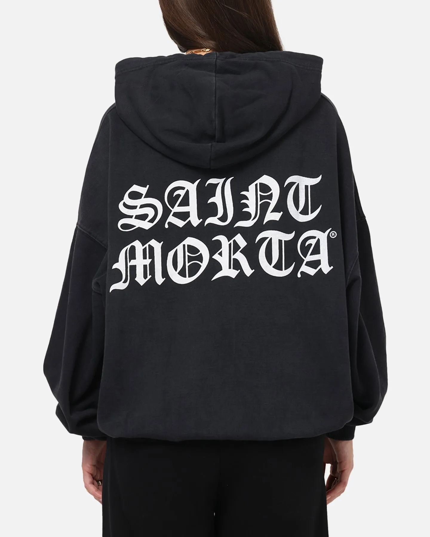 Warm Layer Raglan sleeves Saint Morta Shadow Mark Hoodie Black