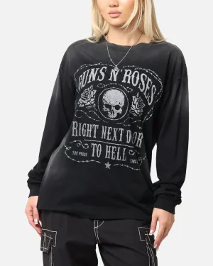 Guns N Roses Next Door To Hell Long Sleeve T-Shirt Washed Black insulated