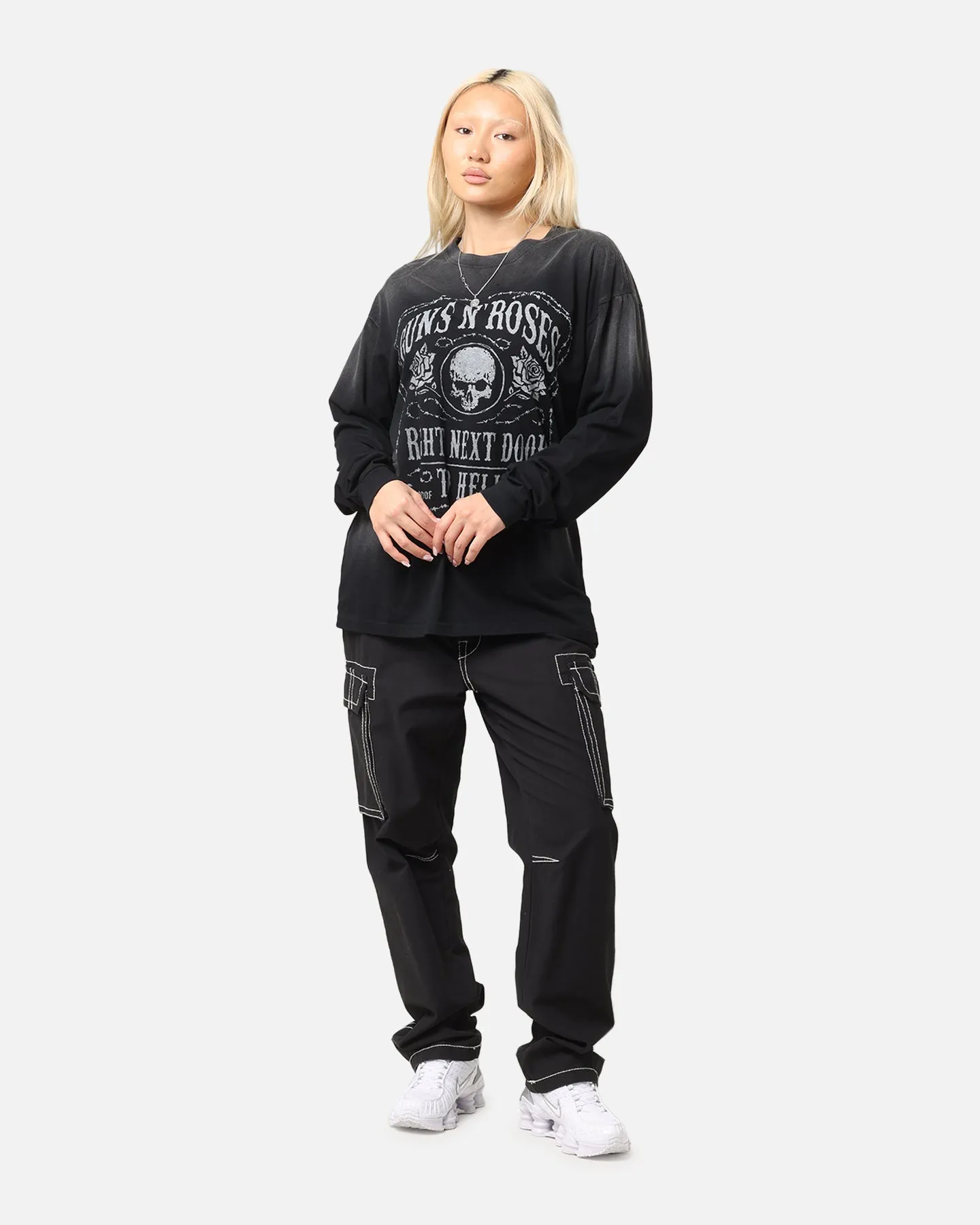 AntiStaticLining Relaxed Smart Guns N Roses Next Door To Hell Long Sleeve T-Shirt Washed Black