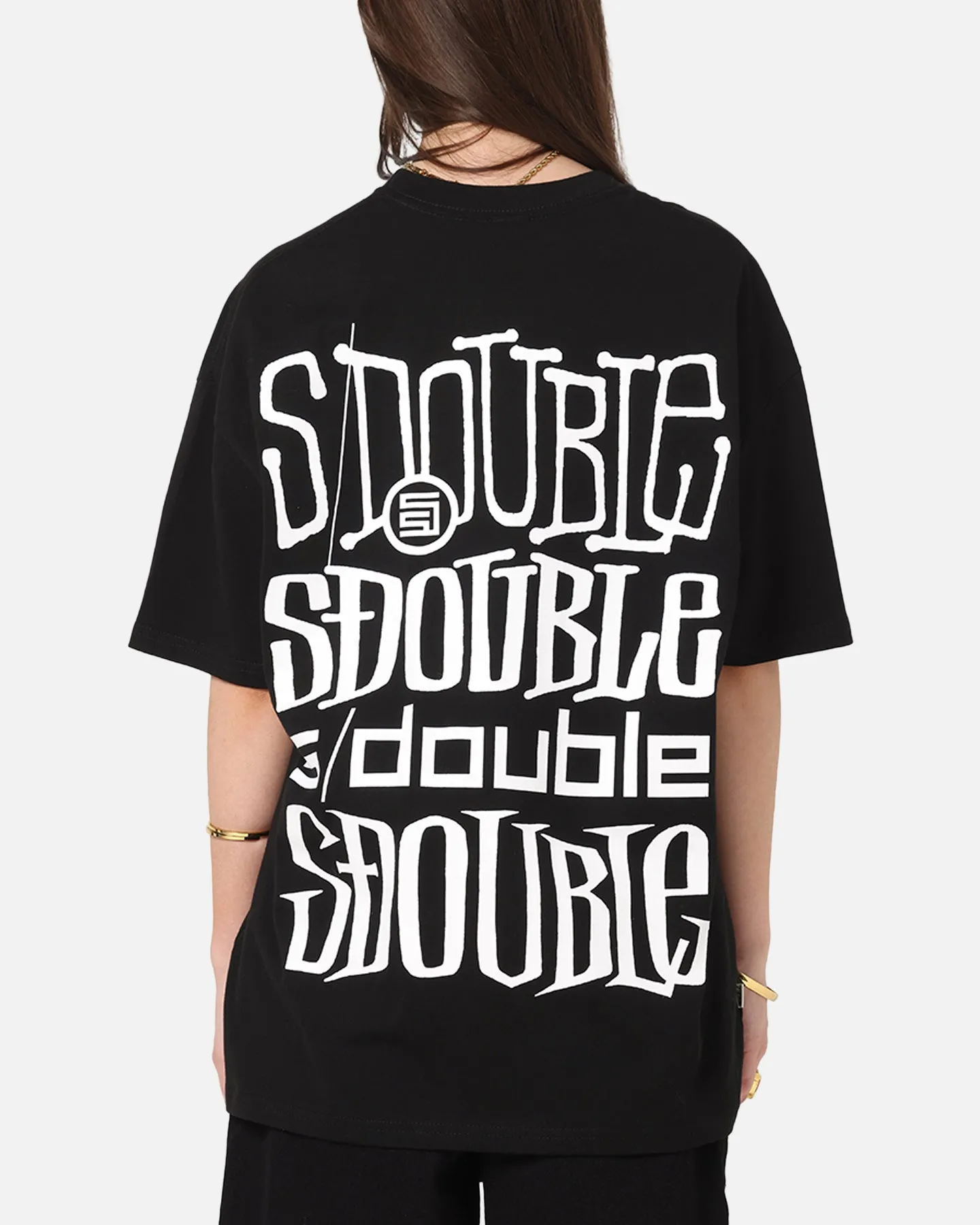 S Double Logofest T-Shirt Black Modern Outfit Relaxed Comfort