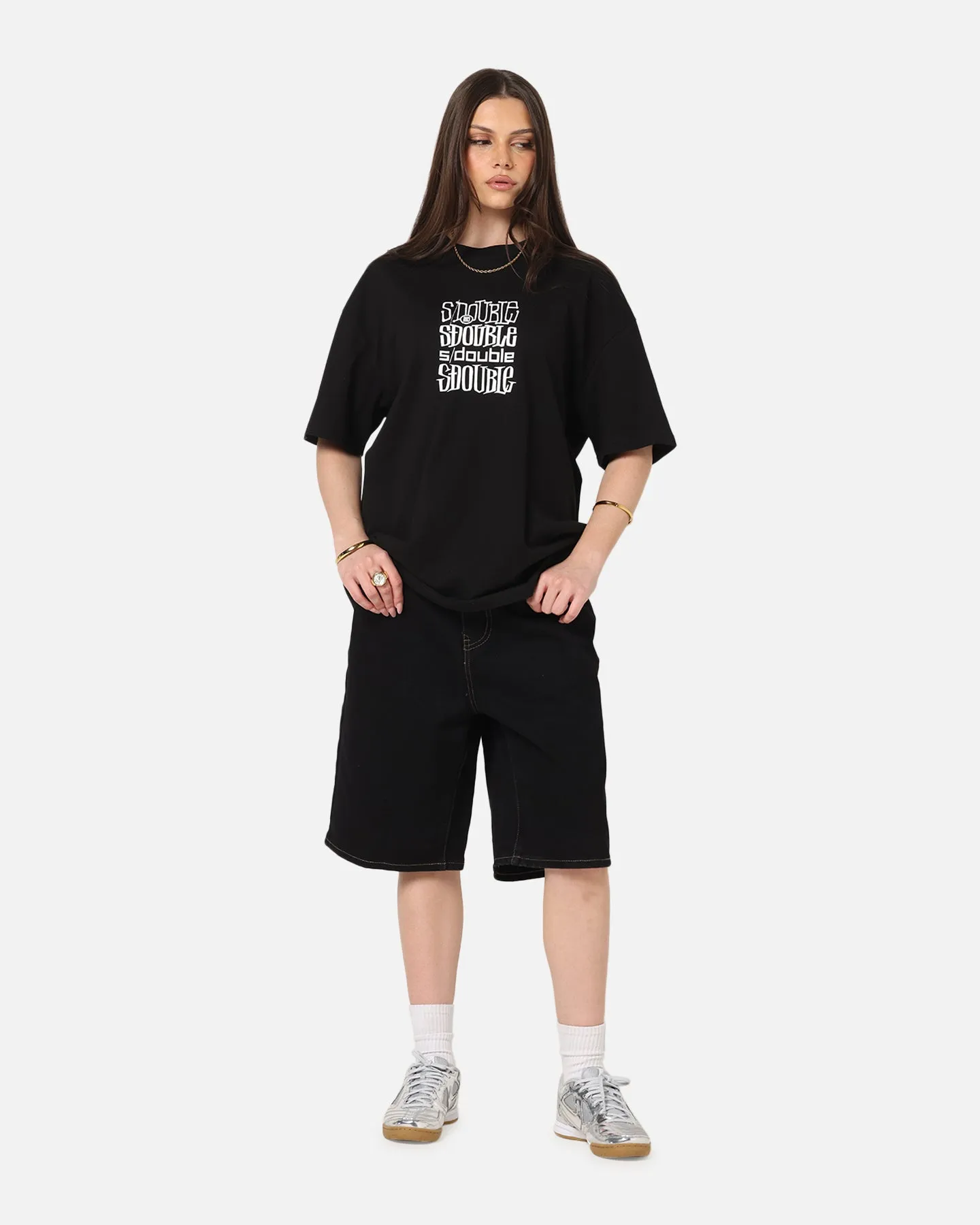 kids' Casual Layering S Double Logofest T-Shirt Black