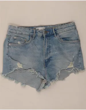 ZARA Womens Distressed Denim Shorts Medium W30 Blue Cotton Modular Storage Design Flexible Material