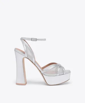 Smooth Soles Sylvie 125 Silver Metallic Mesh Platform Sandals