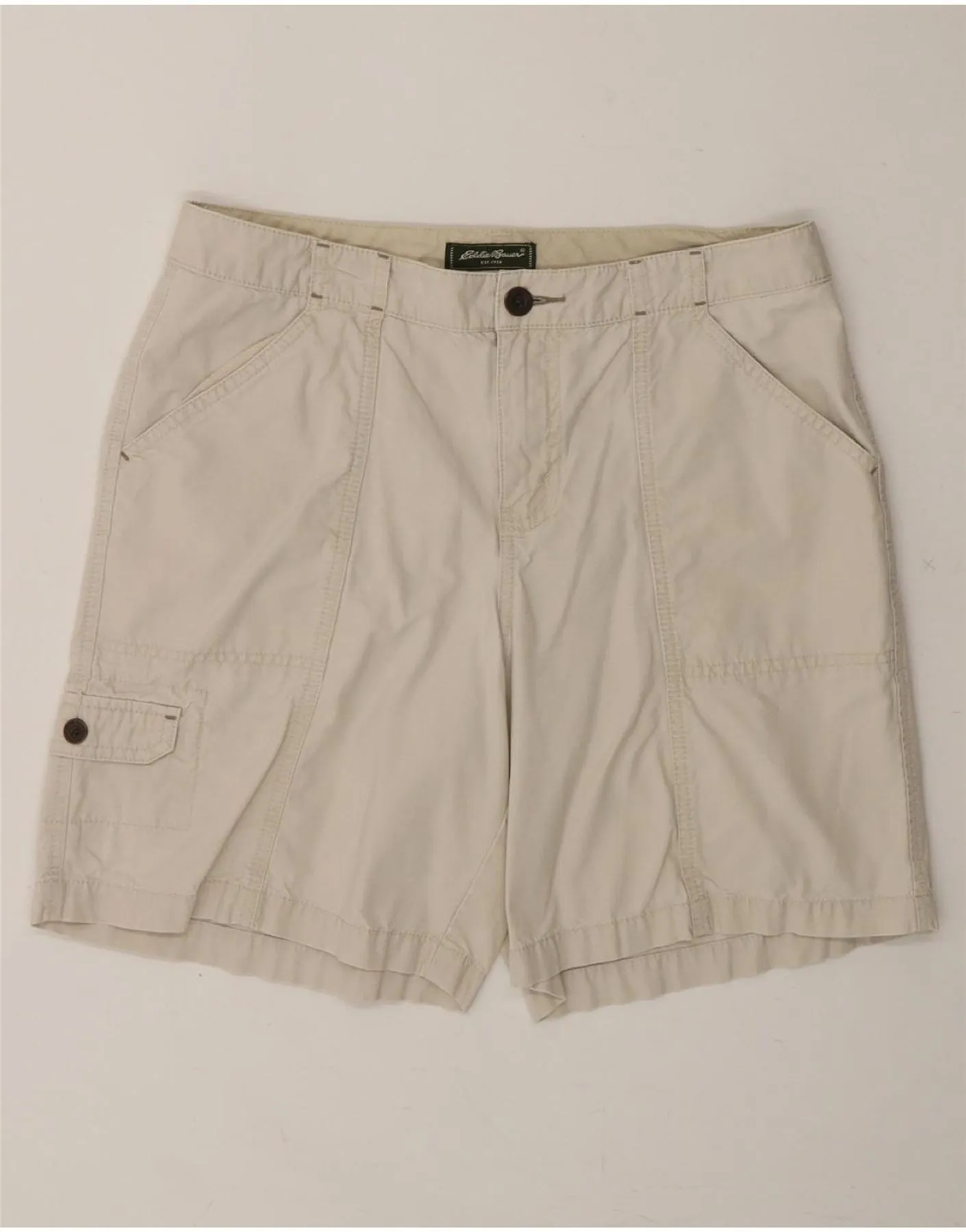 Travel Style EDDIE BAUER Womens Cargo Shorts US 10 Large W32 Grey Cotton