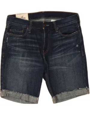 Breathable Waistband HOLLISTER Womens Denim Shorts W30 Medium  Navy Blue Cotton