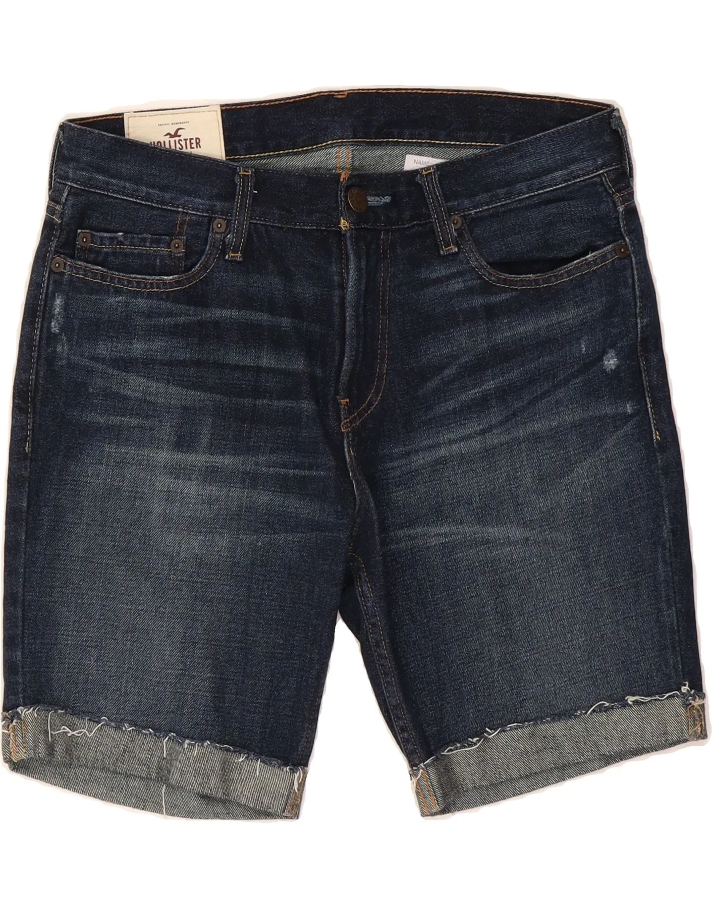 Breathable Waistband HOLLISTER Womens Denim Shorts W30 Medium  Navy Blue Cotton