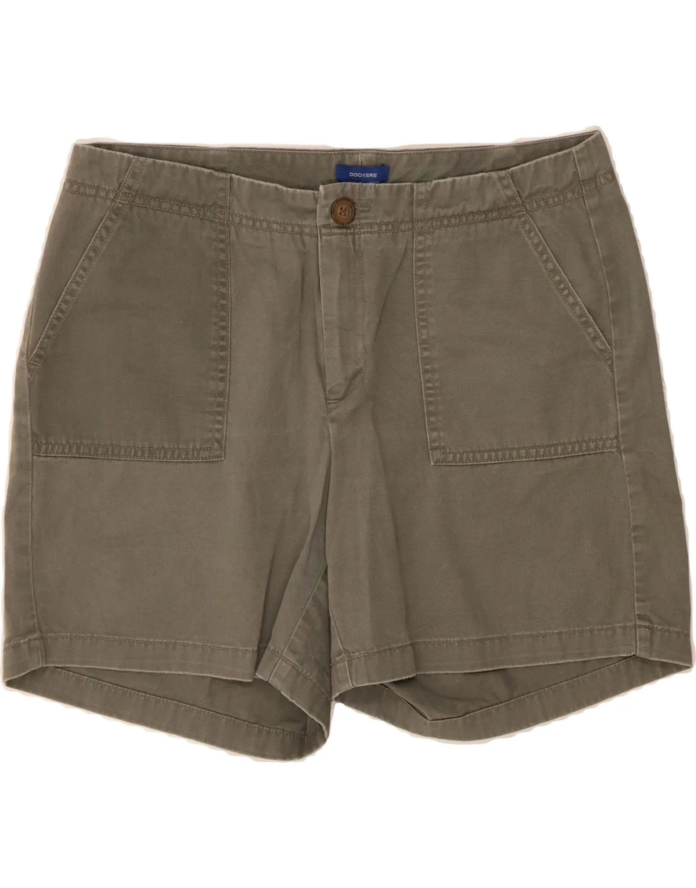 multiple pockets TaglessLabeling DOCKERS Womens Chino Shorts US 12 Large W32 Khaki Cotton