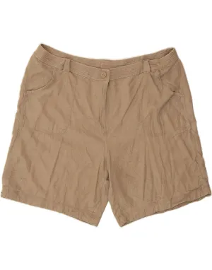 Breathable Mesh Panels MARKS & SPENCER Womens High Waist Casual Shorts UK 22 3XL W40 Beige Linen