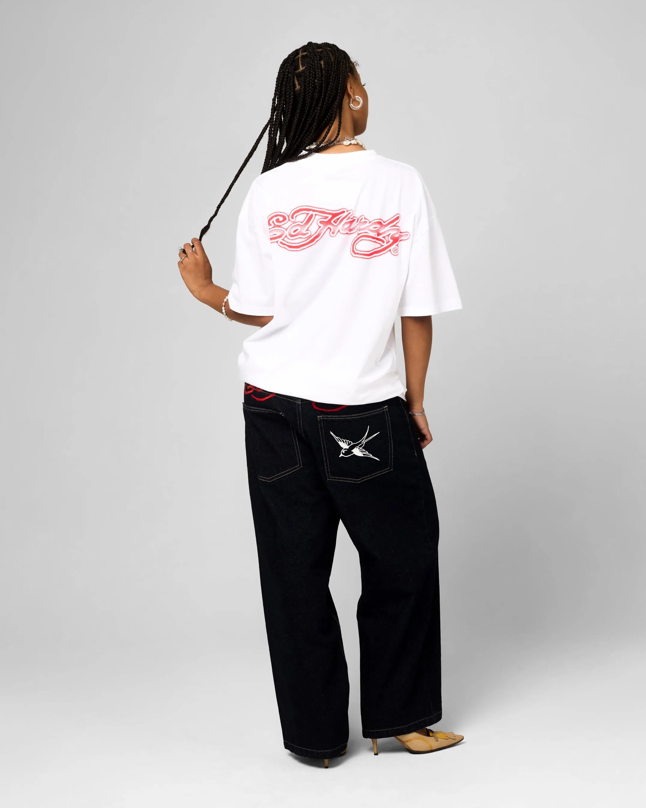 Ed Hardy Blue Dragon T-Shirt White Trendy Wearable Chic Look