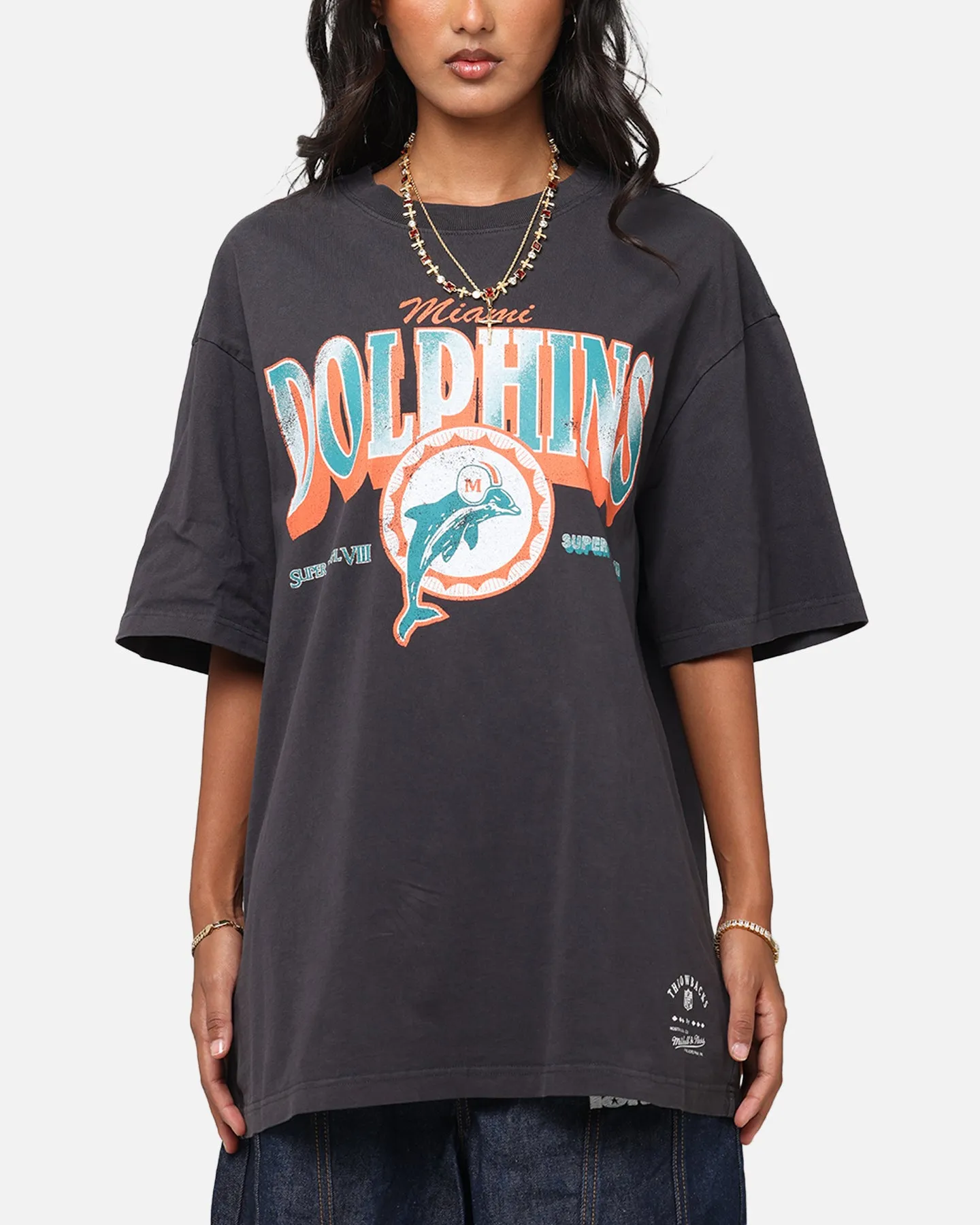 Mitchell & Ness Miami Dolphins Arch T-Shirt Faded Black Light and Soft