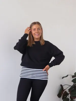 Movie going wear hooded feature Freya Cropped Crew Sweater
