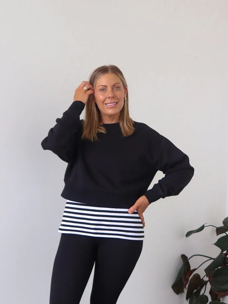 Movie going wear hooded feature Freya Cropped Crew Sweater