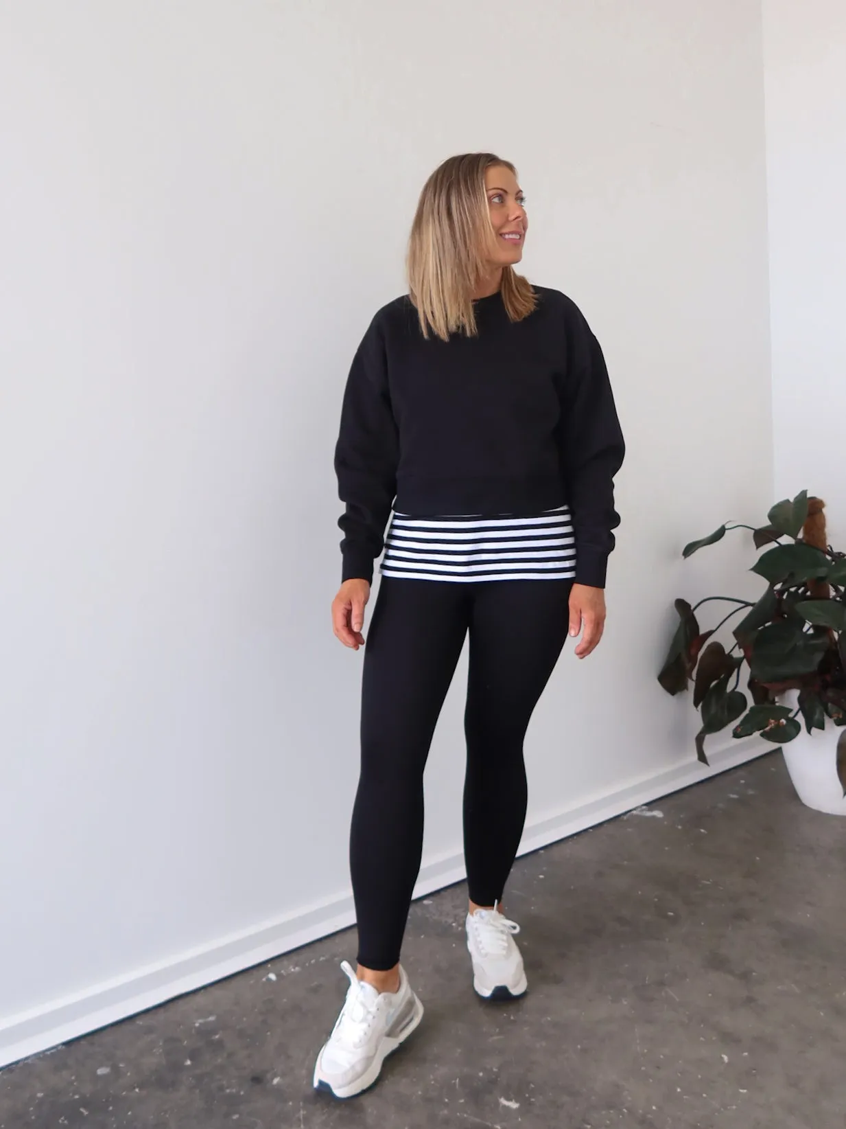 Freya Cropped Crew Sweater Reinforced Zipper Guard Fray Resistant Finish