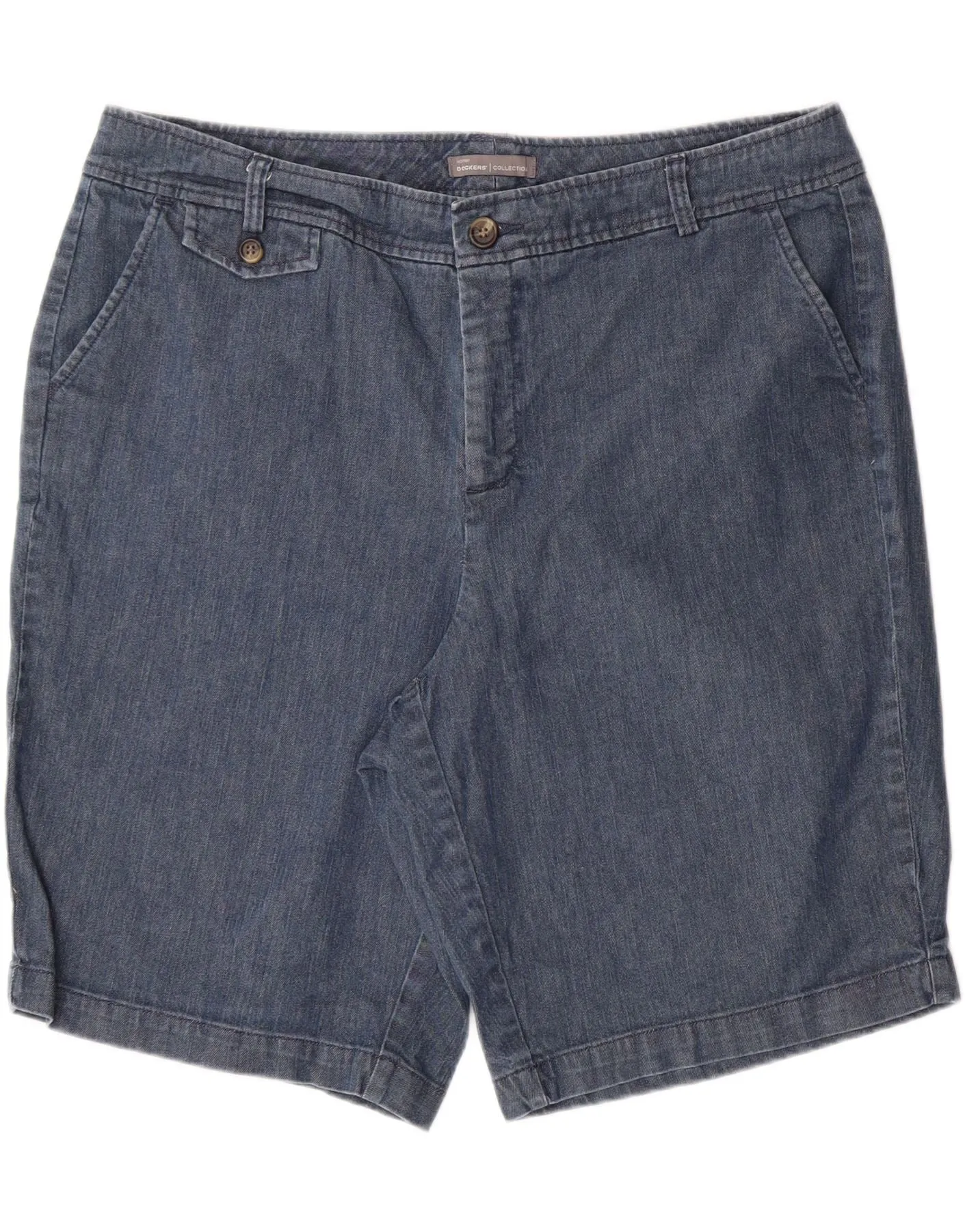 DOCKERS Womens Denim Shorts US 18 2XL W36 Blue Cotton Stretchy Hemline
