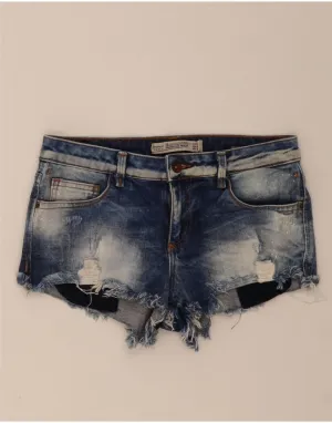 Casual Fit Sporty Vibe Wear ZARA Womens Distressed Denim Shorts EU 36 XS W26  Blue