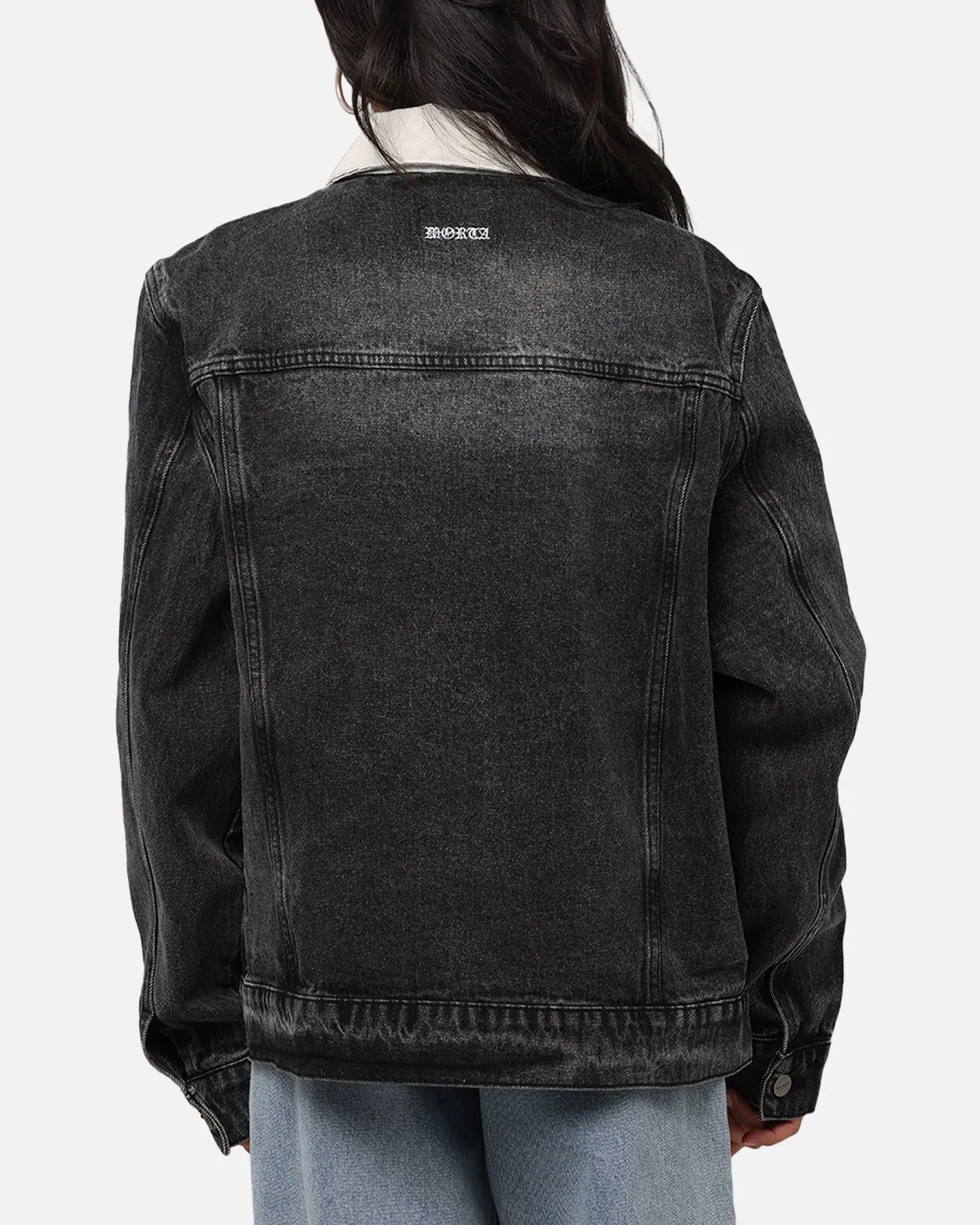 Advantage Saint Morta Gothic Distressed Denim Jacket Black Shadow