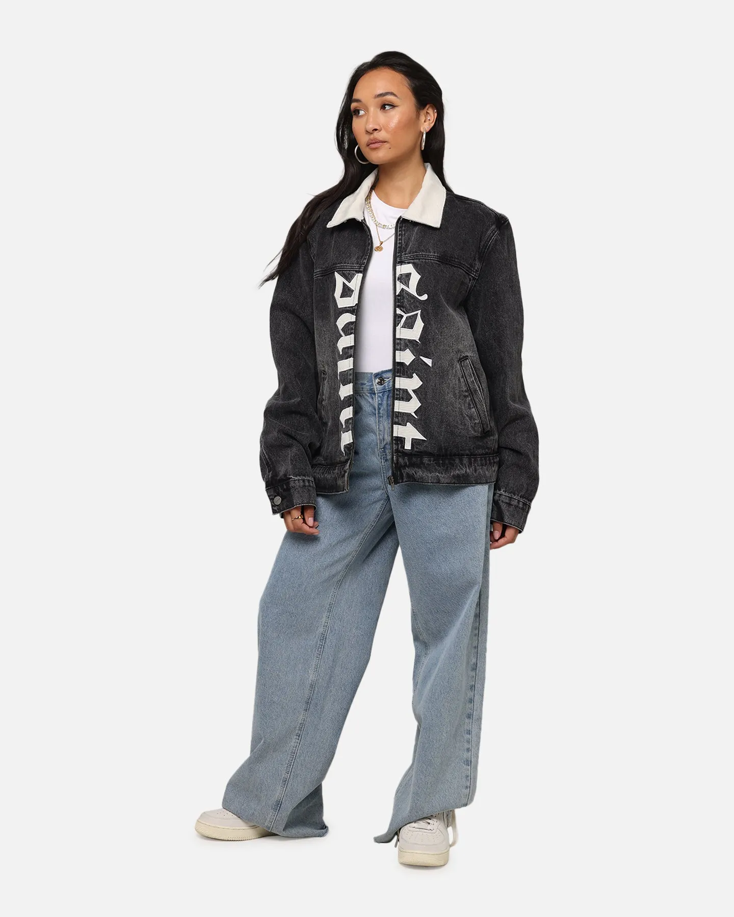 Saint Morta Gothic Distressed Denim Jacket Black Shadow Tech Style Age