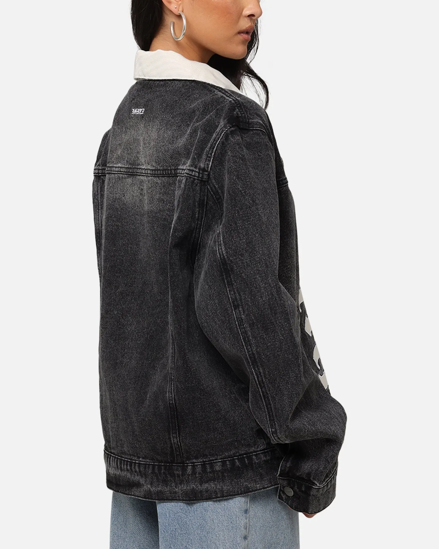 Windproof Shield Secure Storage Saint Morta Gothic Distressed Denim Jacket Black Shadow