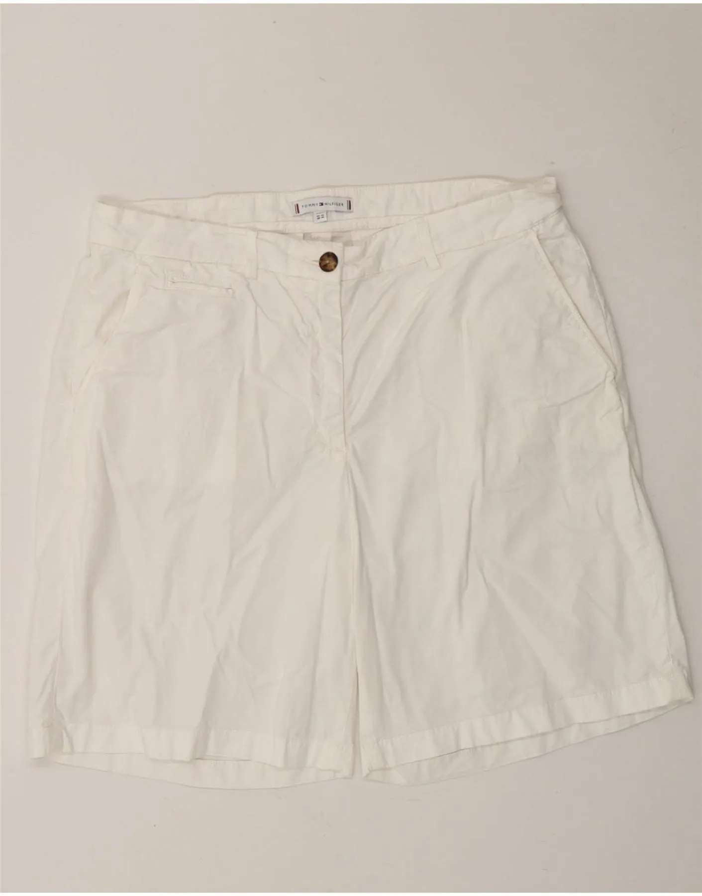 TOMMY HILFIGER Womens Chino Shorts UK 14 Large W34  White Cotton Hassle free maintenance