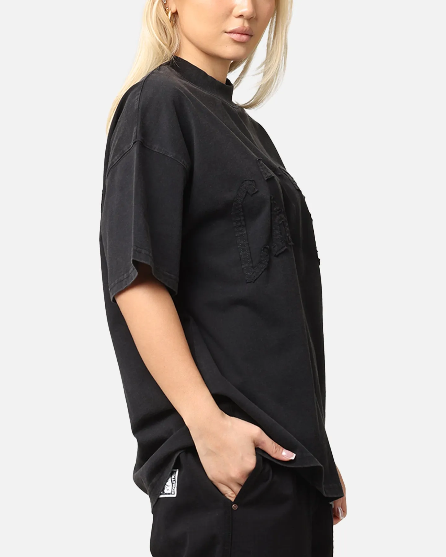 Light Casual Wear Carre Con-Star Oversized T-Shirt Washed Black