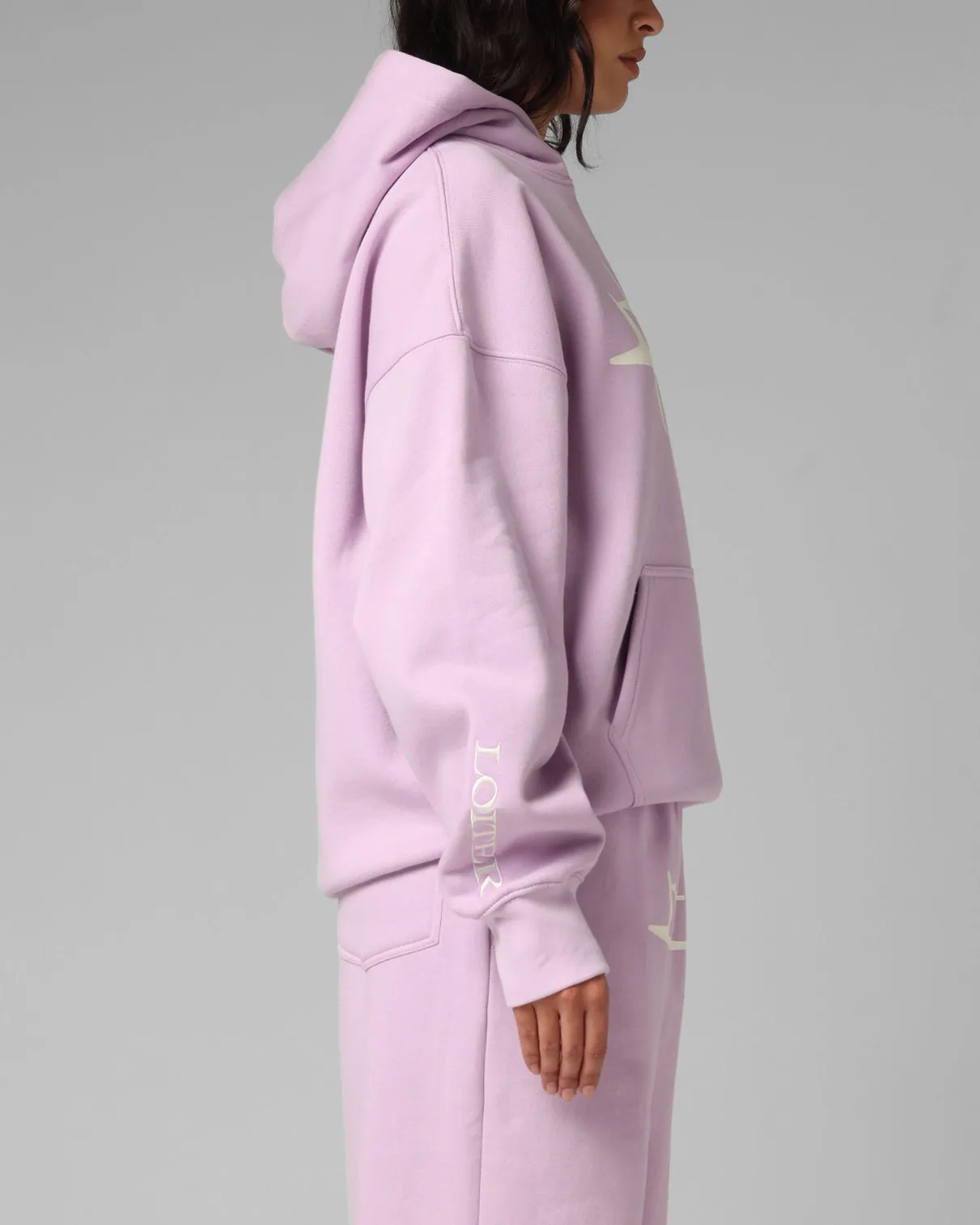 Loiter Hybrid Premium Hoodie Lilac Stretch Knit Construction Night Out Look