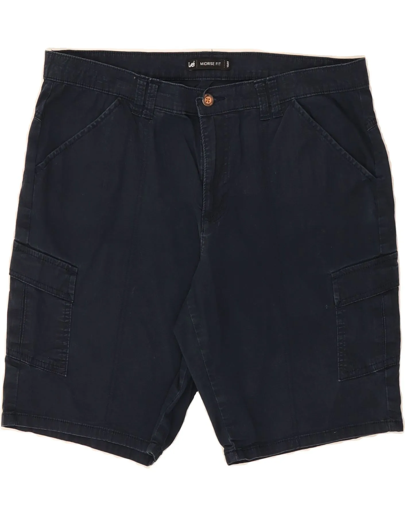 LEE Womens Mid Rise Cargo Shorts US 14 XL W36  Navy Blue Cotton NonSlipGrip