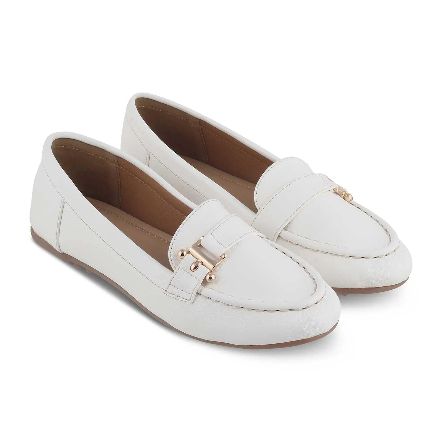 The Lativa White Women's Dress Loafers Tresmode School Style