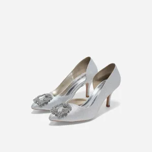 Chic Vibes Buckled Jade Cynthia Silver Pumps