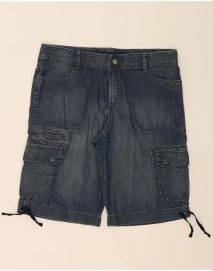 EDDIE BAUER Womens Denim Cargo Shorts US 10 Large W36 Blue Cotton Walk Easy Outdoor Life