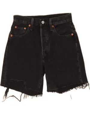 LEVI'S Womens 501 Denim Shorts W24 XS Black Cotton Sleek Waistband Cooling Mesh Lining