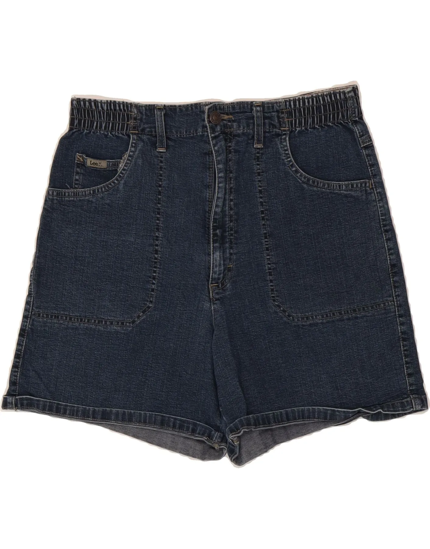 Simple Cut Light Fit LEE Womens High Rise Denim Shorts US 14 XL W32  Navy Blue Cotton
