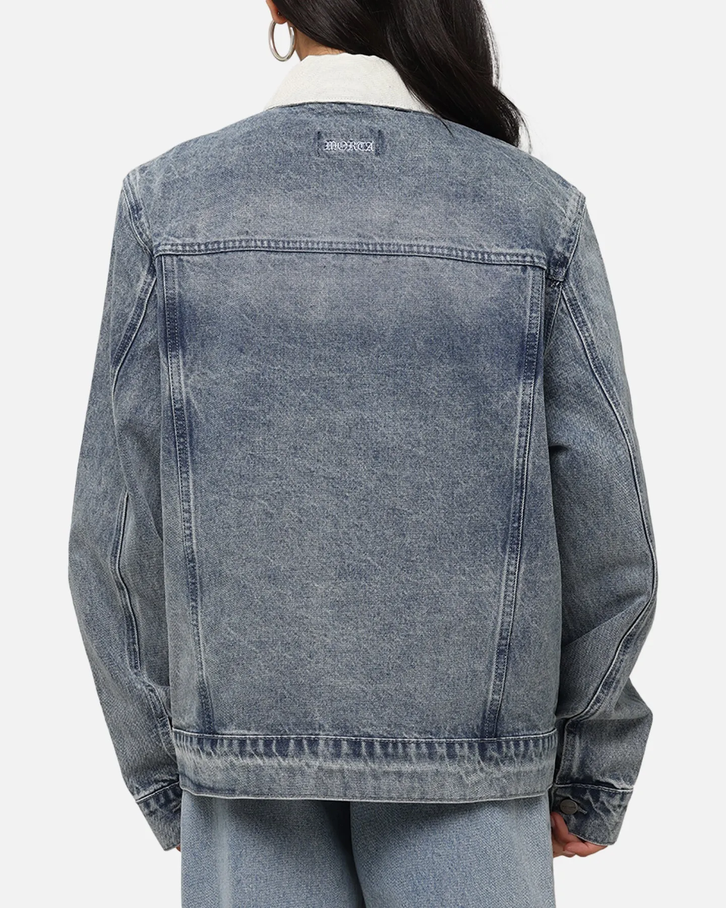 Interchangeable Collar System Winter Essentials Saint Morta Gothic Distressed Denim Jacket Dirty Denim