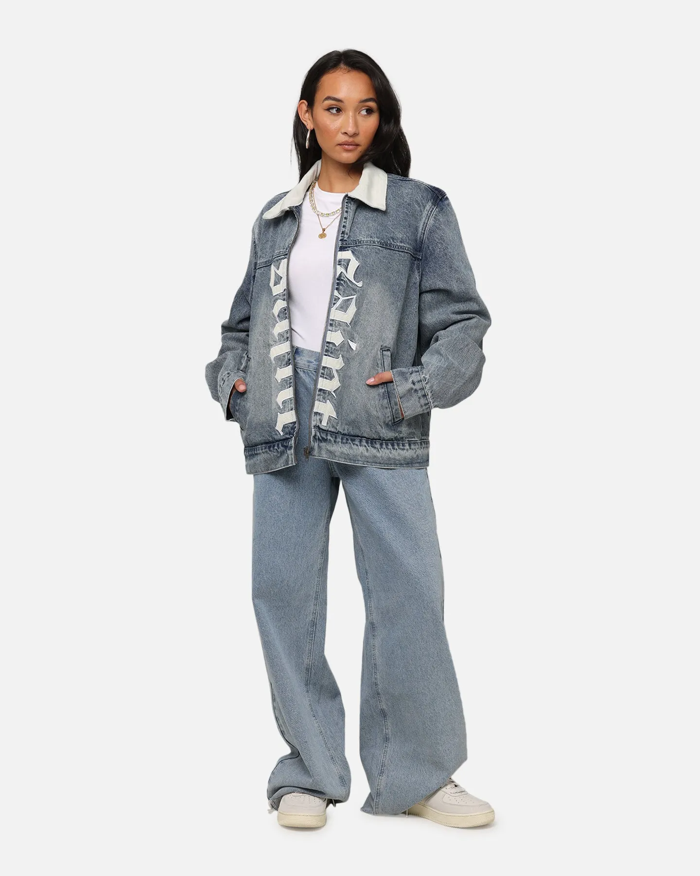 belt Prospect Saint Morta Gothic Distressed Denim Jacket Dirty Denim