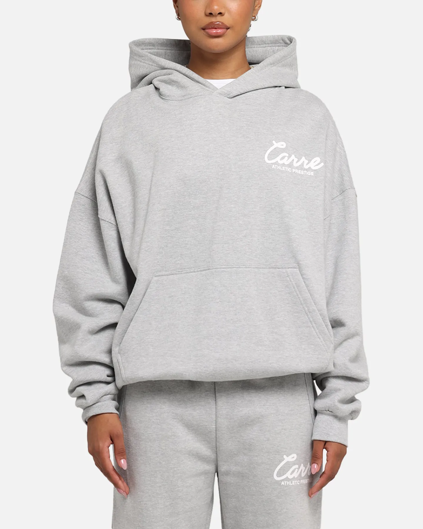 Trend-Driven Carre Prestige Script Hoodie Grey Marle