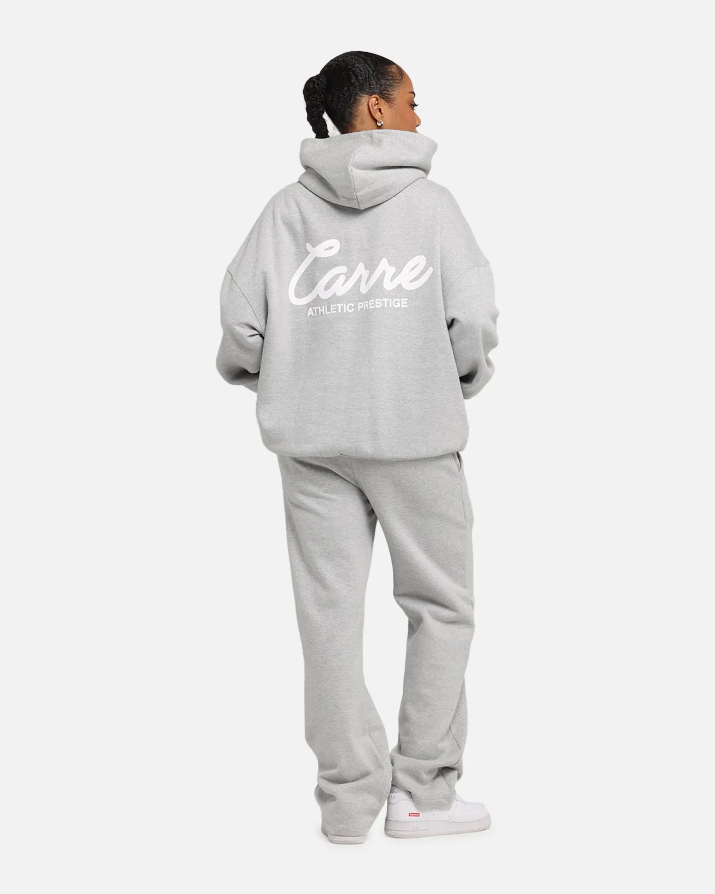 Carre Prestige Script Hoodie Grey Marle Non Irritating Seams Bright Color