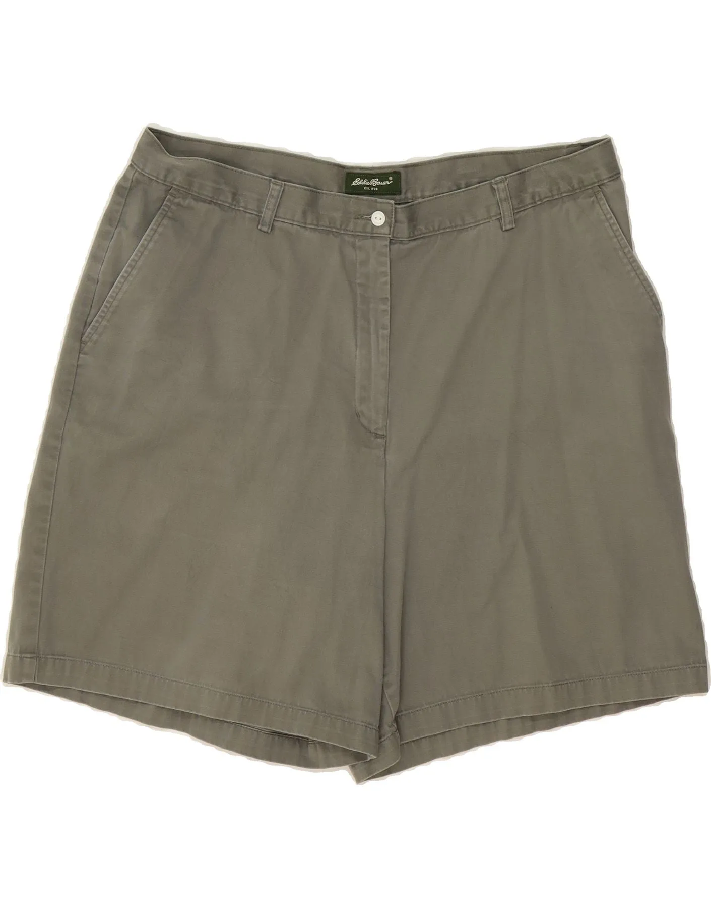 fresh start EDDIE BAUER Womens High Waist Chino Shorts US 18 2XL W34 Khaki Cotton