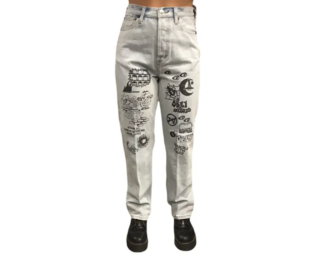 Clean Outfit Winter Warmth Minimalist Style Picnic Style Obey Pantalone denim Sophie 242010045 vintege indaco chiaro