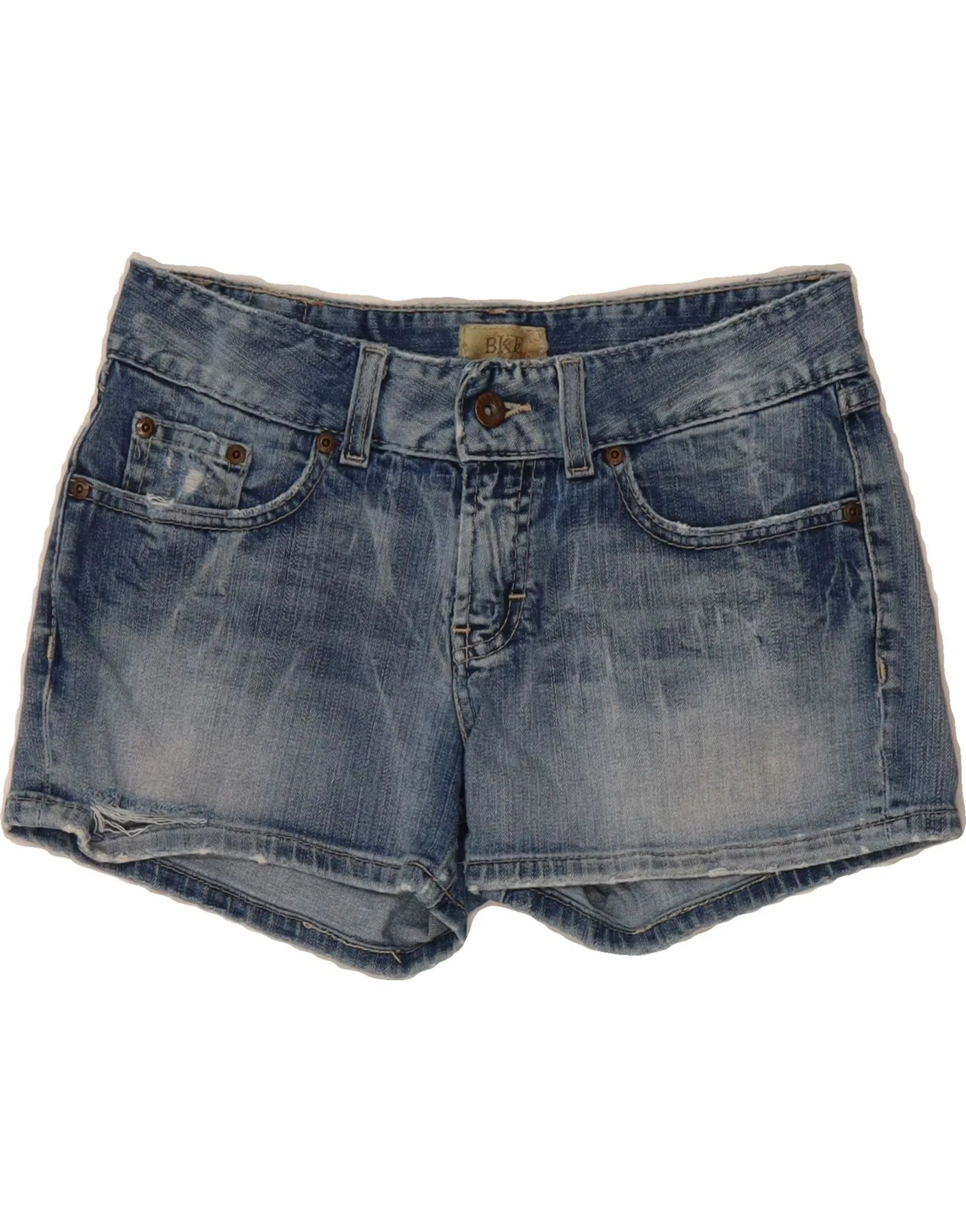 BKE Womens Denim Shorts W28 Medium  Blue Cotton Non Restrictive Waistband