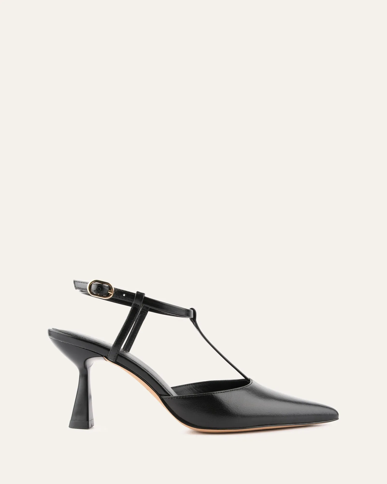 YULA MID HEELS BLACK LEATHER Metallic Evening Shoes Evening Mode