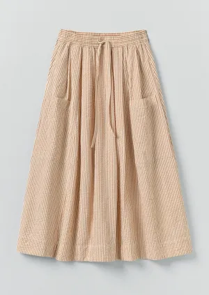 Stripe Cotton Seersucker Patch Pocket Skirt | Terracotta/Ecru Odor Resistant Treatment