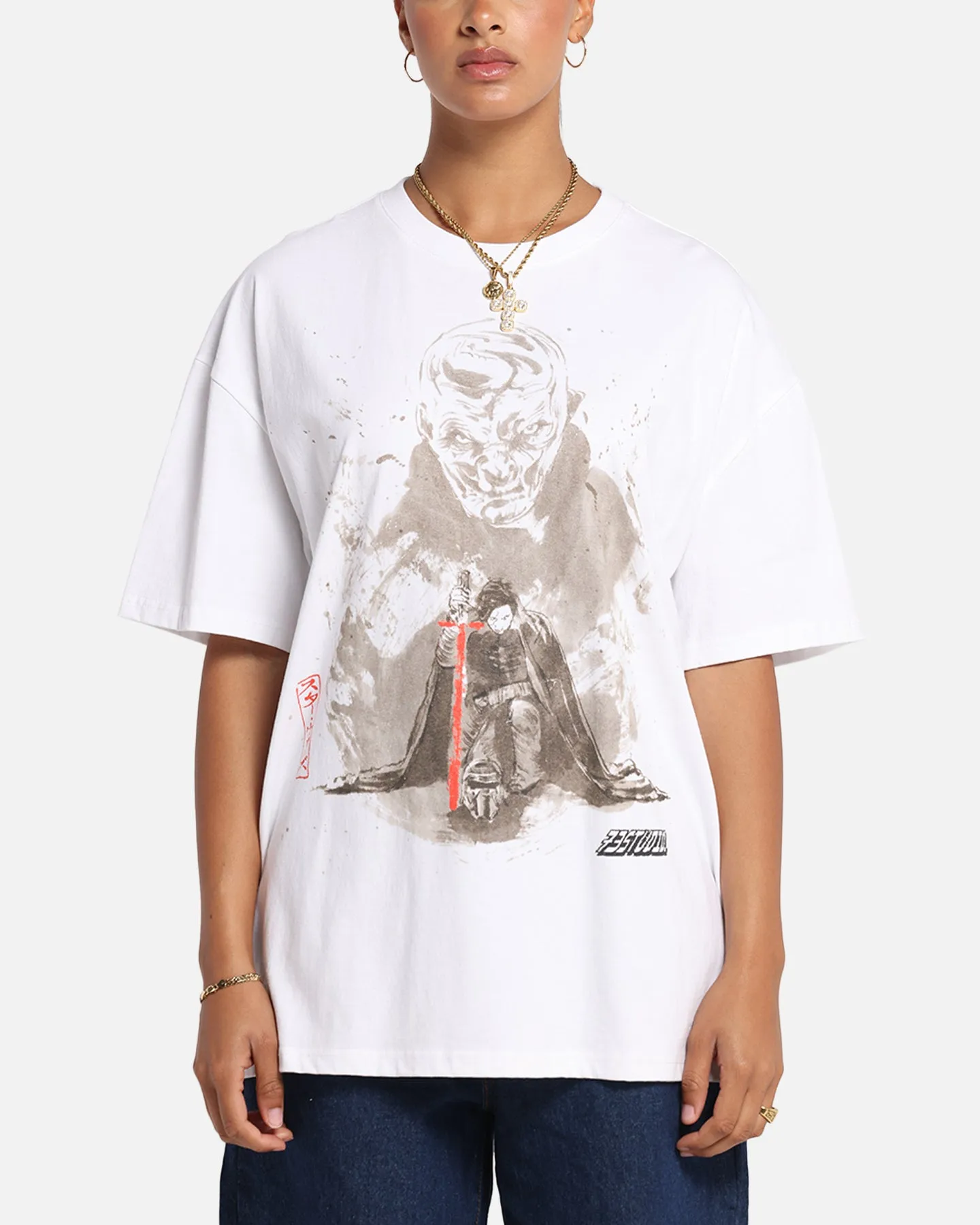 Organic Cotton 73 Studio Star Wars Takumi Last Jedi Vintage T-Shirt White