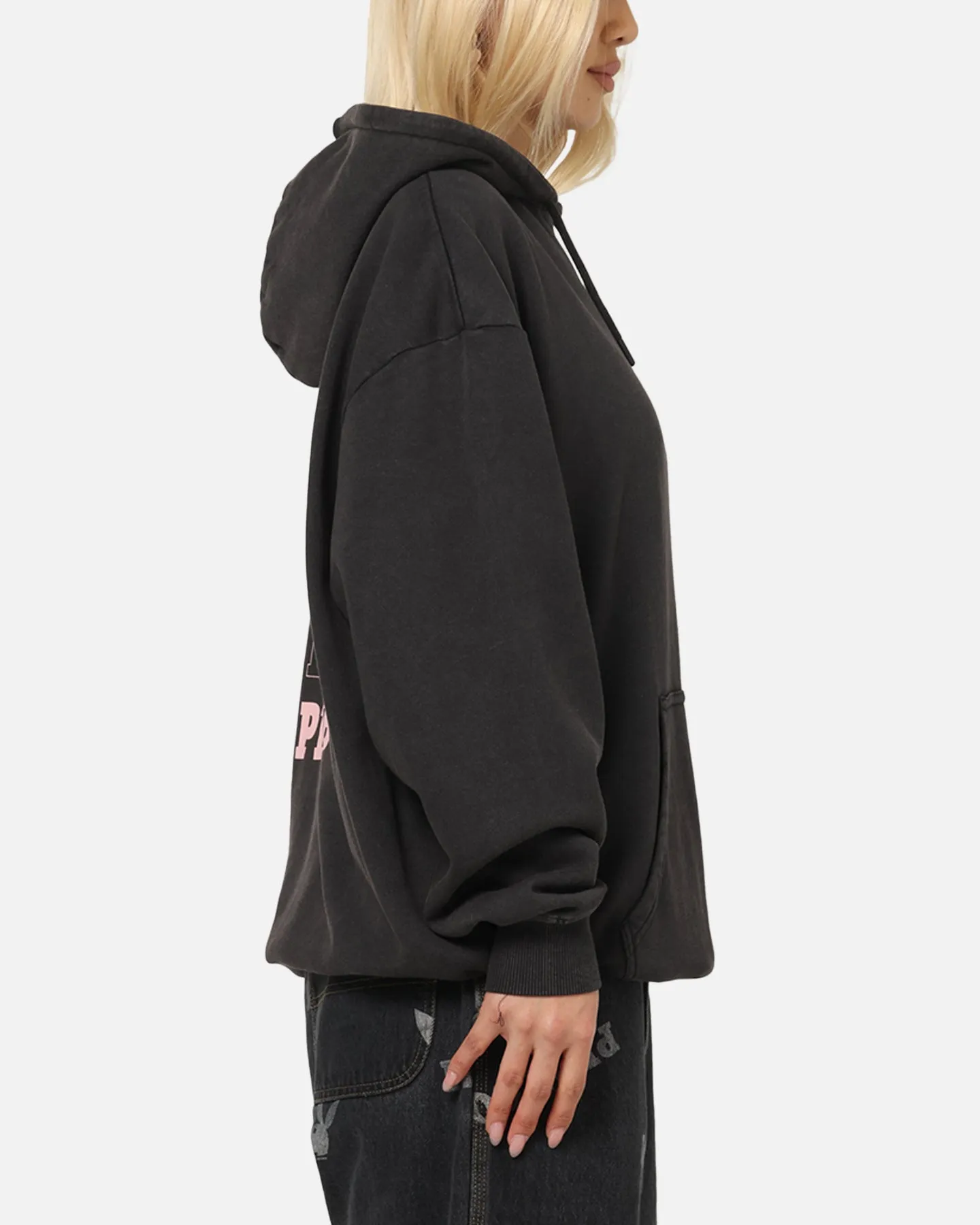 colorful Stretch Knit Technology Playboy Stack Washed Hoodie Washed Black
