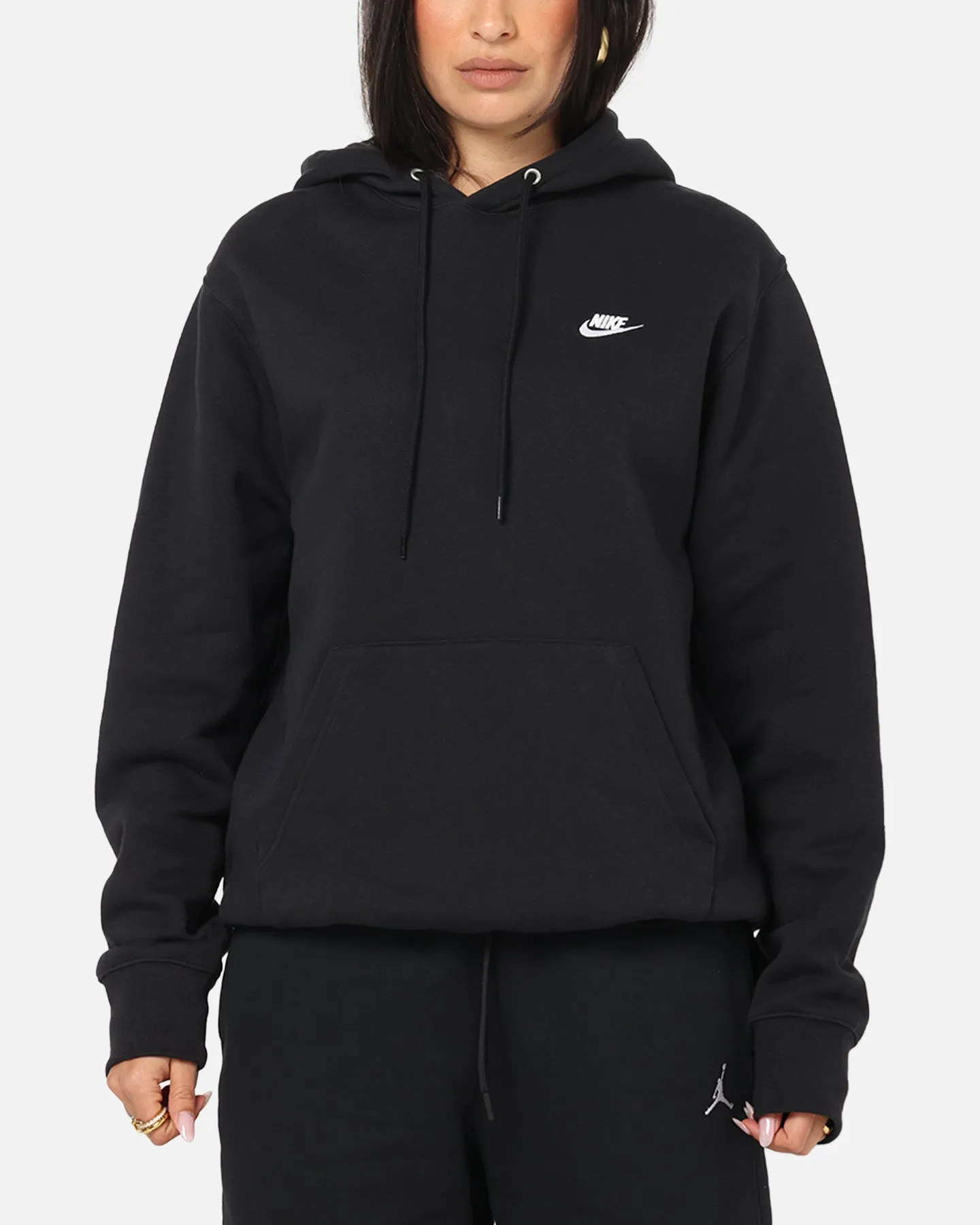 Cheetah like Bold Print Nike Club Pullover Fleece Hoodie Black/Black/White